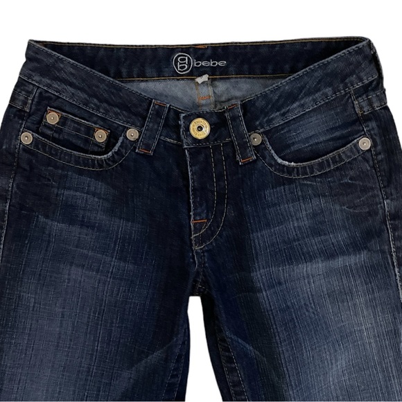 bebe Sz:29 Kayla Embossed With Crystals Dark Wash Blue Jeans - Picture 3 of 7